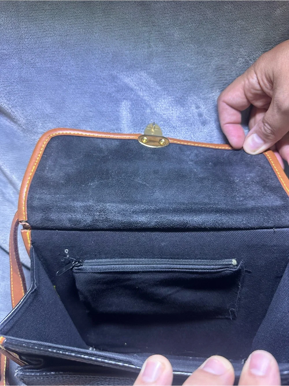 Dooney & Bourke Black and Brown Pebbled Leather Messenger Bag